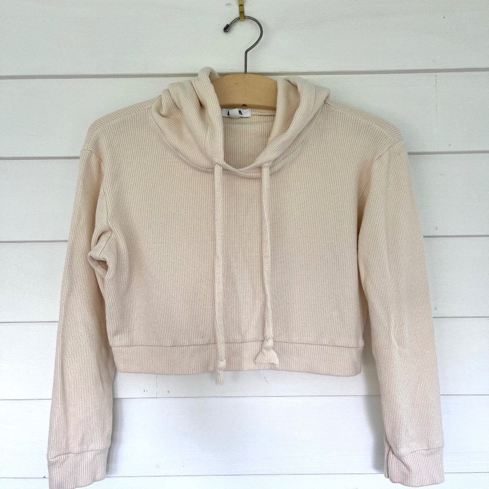 LNA Cream colored cropped hoodie, Small